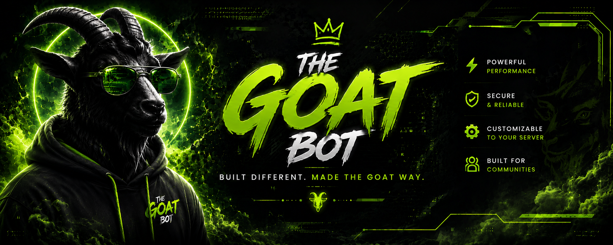 TheGoatBot cyber-styled theme splash artwork